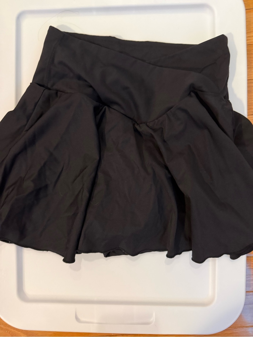 Black Flared Women’s Cross Waist Skort - Comfortable Everyday Style